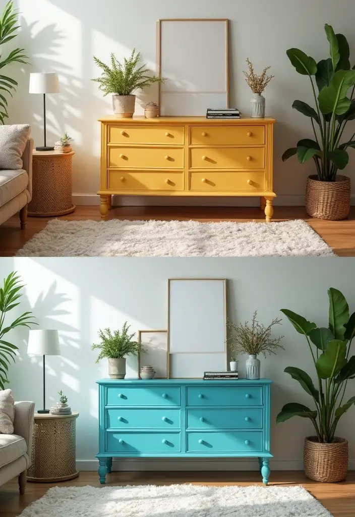 27 Spring Home Decor Ideas: Living Rooms Full of Fresh Energy - 20. Revive Old Furniture with Paint