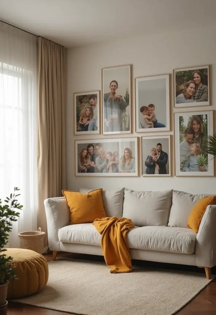27 Spring Home Decor Ideas: Living Rooms Full of Fresh Energy - 27. Personalized Family Corner