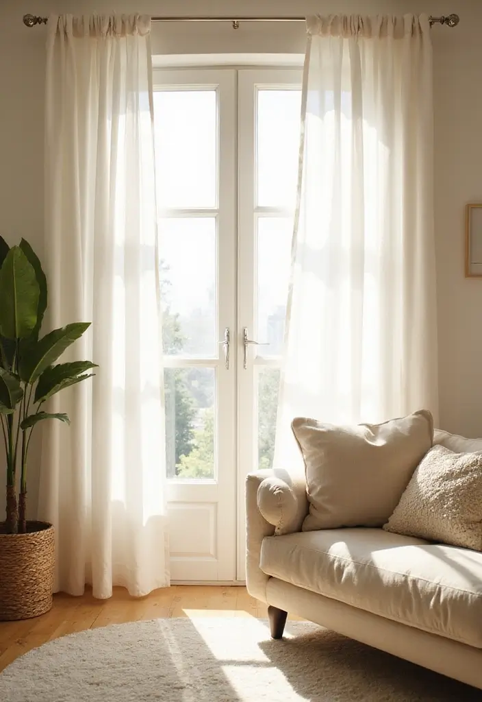 27 Spring Home Decor Ideas: Living Rooms Full of Fresh Energy - 8. Light and Breezy Curtains