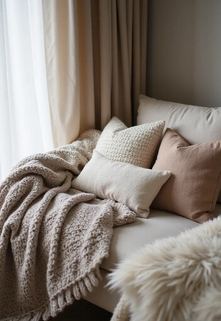 27 Winter Decor Ideas for the Home to Keep It Warm and Inviting - 2. Add Cozy Textiles