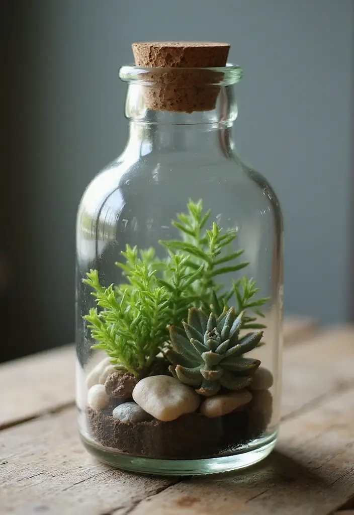 28 DIY Glass Bottle Crafts Ideas Home Decor for Creative Reuse - 13. Elegant Glass Bottle Terrariums