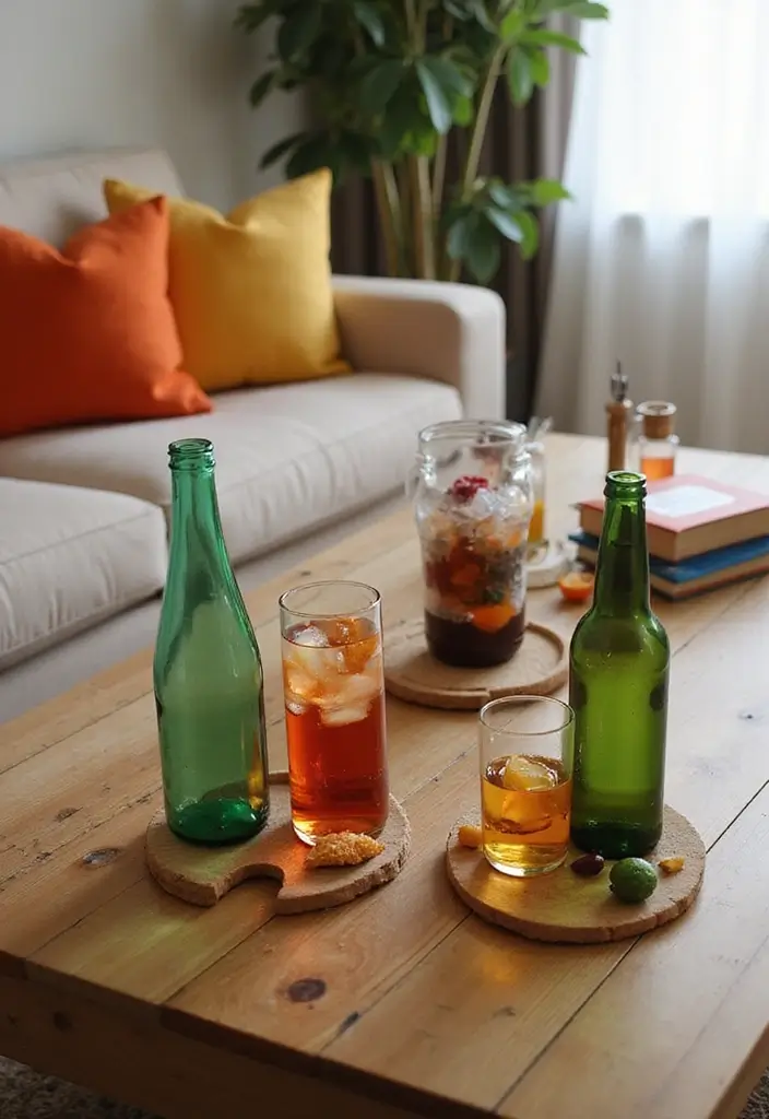 28 DIY Glass Bottle Crafts Ideas Home Decor for Creative Reuse - 17. Colorful Glass Bottle Coasters