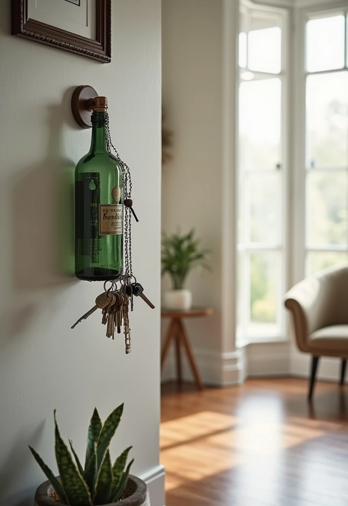 28 DIY Glass Bottle Crafts Ideas Home Decor for Creative Reuse - 25. Glass Bottle Key Holders