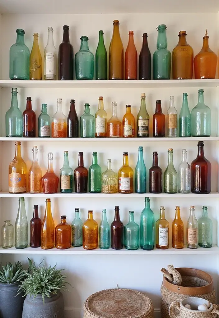 28 DIY Glass Bottle Crafts Ideas Home Decor for Creative Reuse - 4. Decorative Bottle Wall Art