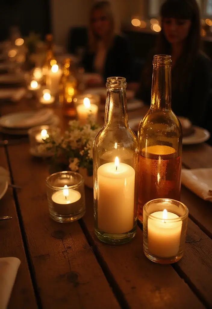 28 DIY Glass Bottle Crafts Ideas Home Decor for Creative Reuse - 5. Stylish Bottle Candle Holders