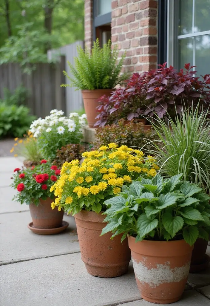 28 Fall Decor Ideas for the Home Outdoor Looks to Welcome Guests - 18. Seasonal Potted Plants