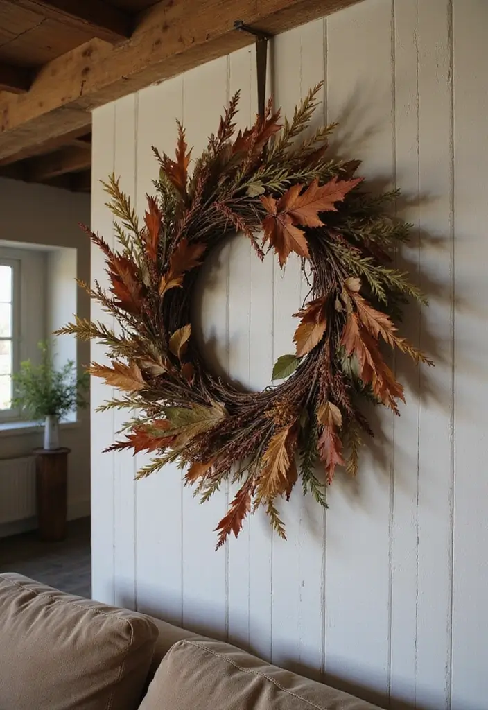 28 Home Decor Ideas Living Room Farmhouse Style You Can DIY - 18. Seasonal Wreaths