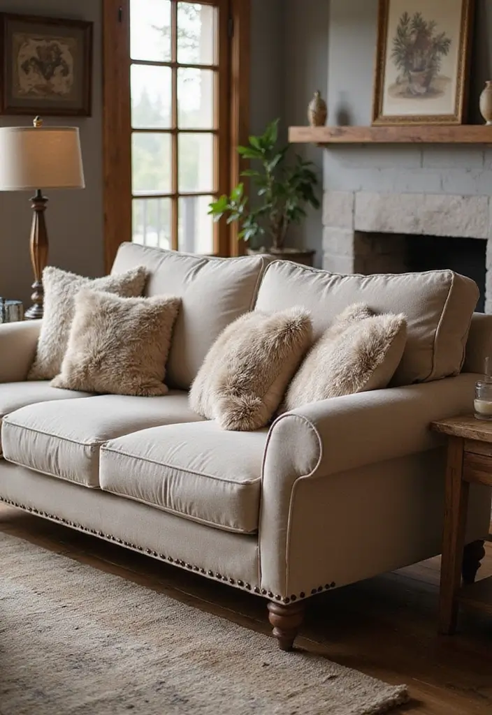 28 Home Decor Ideas Living Room Farmhouse Style You Can DIY - 22. DIY Faux Fur Accents