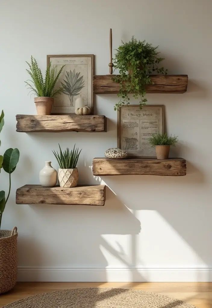 28 Home Decor Ideas Living Room Farmhouse Style You Can DIY - 5. Handmade Wall Shelves