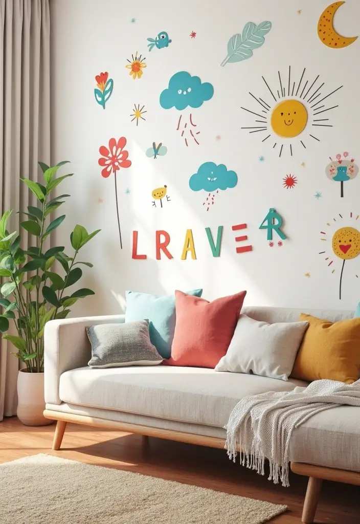 28 Home Decor Ideas Living Room on a Budget That Look Expensive - 21. Wall Decals and Stickers