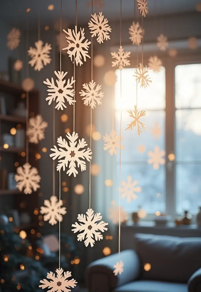 30 Christmas Decor Ideas for the Home Full of Holiday Magic - 11. Paper Snowflakes