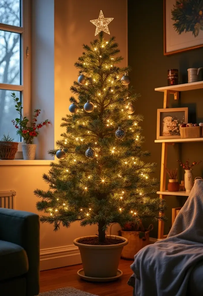 30 Christmas Decor Ideas for the Home Full of Holiday Magic - 5. Indoor Potted Christmas Tree