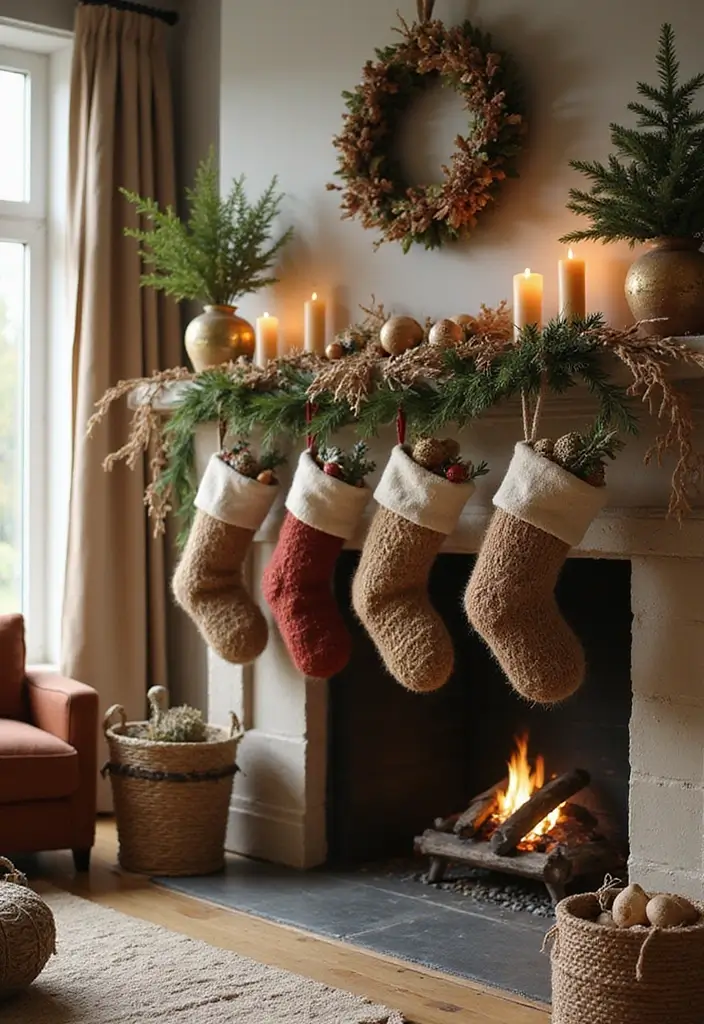 30 Christmas Decor Ideas for the Home Full of Holiday Magic - 6. Sustainable Stockings