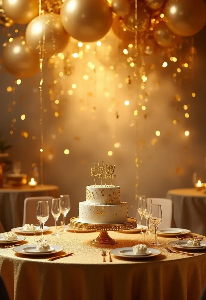 30 Classy Home Birthday Party Ideas for Adults Decor - 14. Gold Glamour