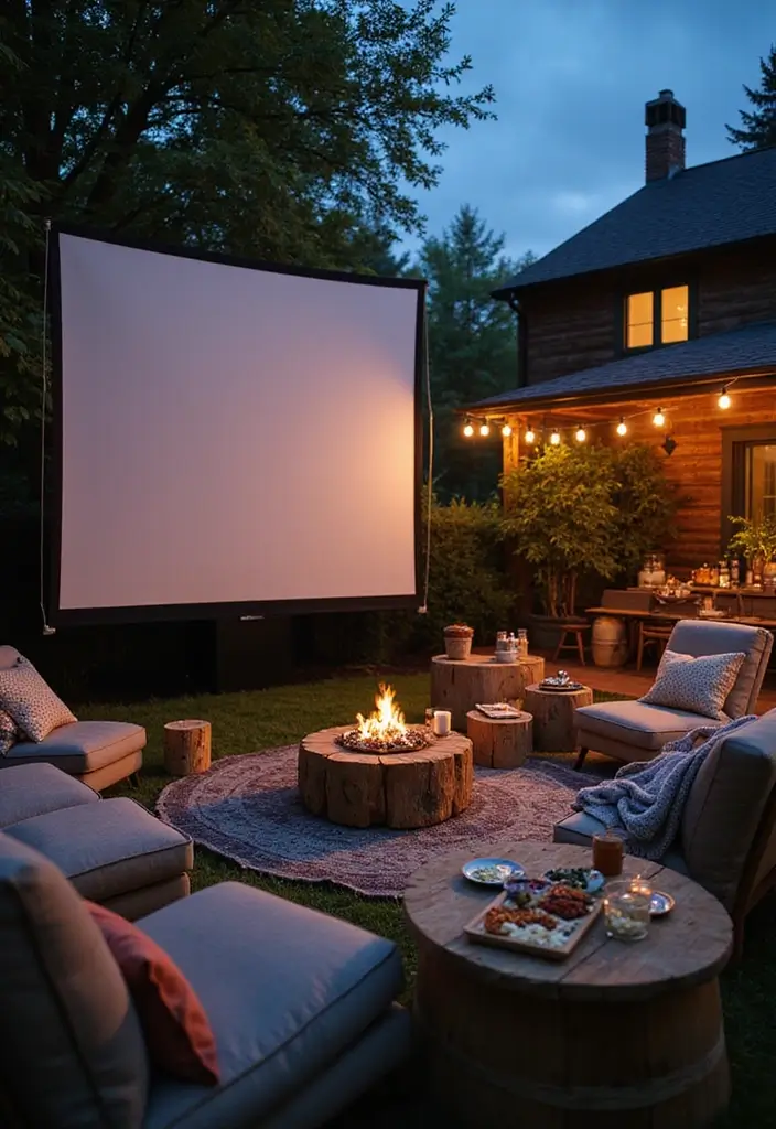 30 Classy Home Birthday Party Ideas for Adults Decor - 8. Cinema Under the Stars