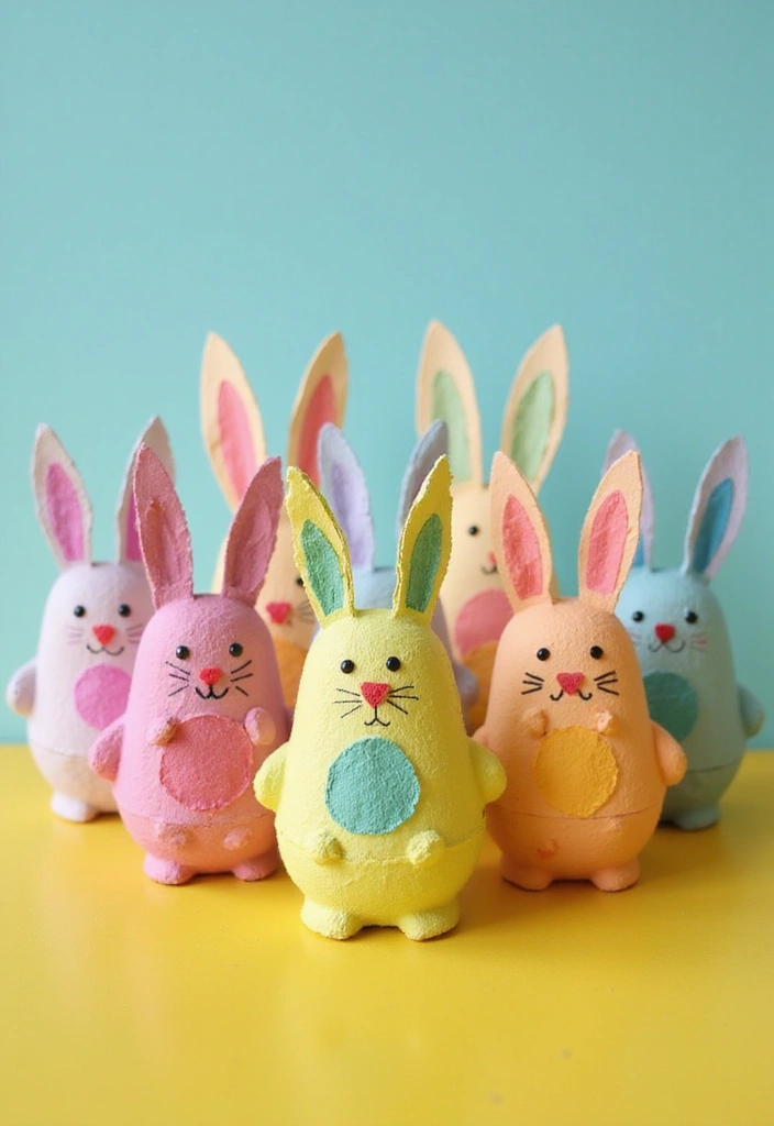30 Easter Decor Ideas for the Home That Are Fresh and Cheerful - 13. Upcycled Egg Carton Bunnies