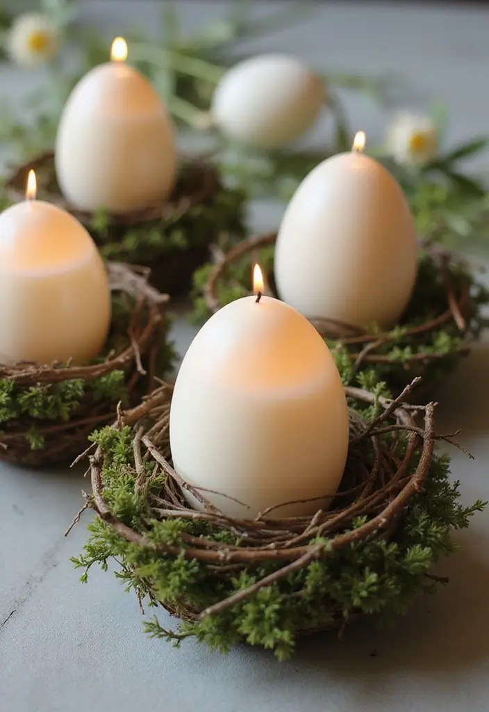 30 Easter Decor Ideas for the Home That Are Fresh and Cheerful - 24. Eggshell Candles