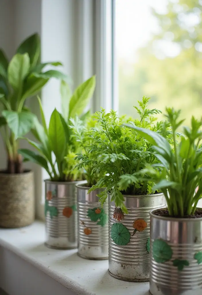 30 Easy DIY Crafts for Home Decor That Anyone Can Make - 10. Tin Can Planters