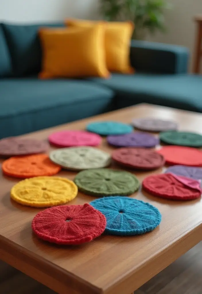 30 Easy DIY Crafts for Home Decor That Anyone Can Make - 11. Wool Felt Coasters