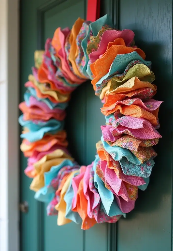 30 Easy DIY Crafts for Home Decor That Anyone Can Make - 28. Upcycled Fabric Scrap Wreath