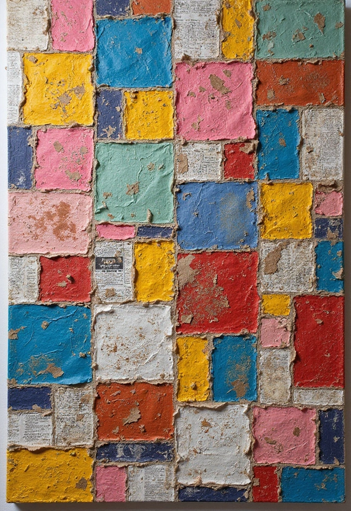 30 Easy DIY Home Decor Cheap Homemade Wall Art Craft Ideas You’ll Love - 1. Recycled Paper Collage