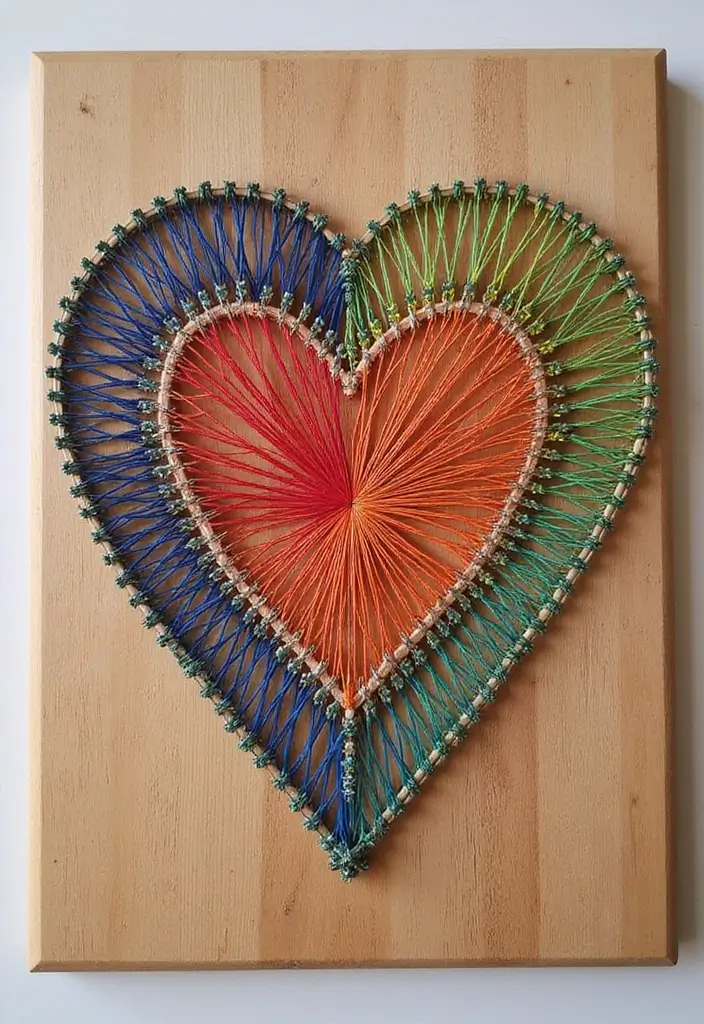 30 Easy DIY Home Decor Cheap Homemade Wall Art Craft Ideas You’ll Love - 2. String Art Masterpiece