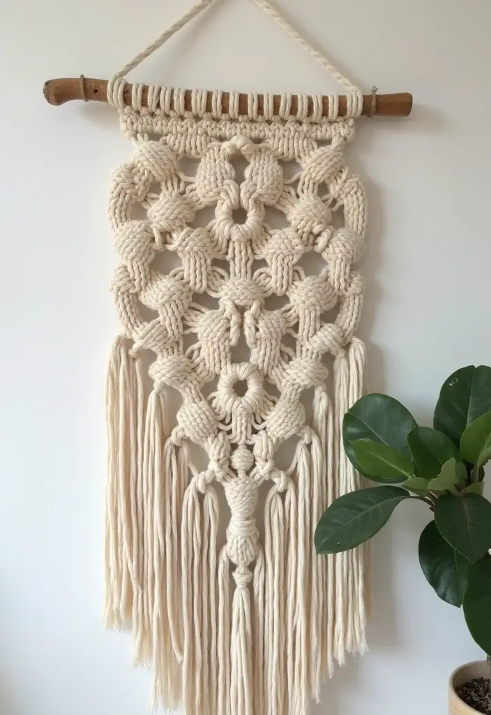 30 Easy DIY Home Decor Cheap Homemade Wall Art Craft Ideas You’ll Love - 25. DIY Macrame Wall Hanging