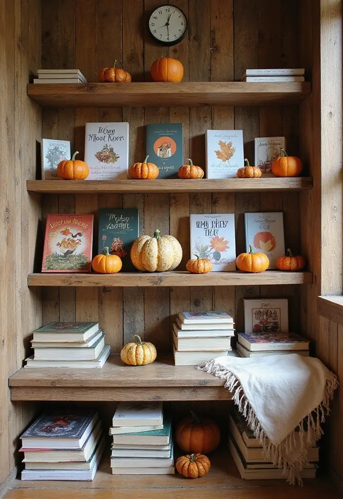30 Eco-Friendly Fall Decor Ideas for the Home 2024 Trends You’ll Want to Copy - 18. Autumn-themed Book Displays