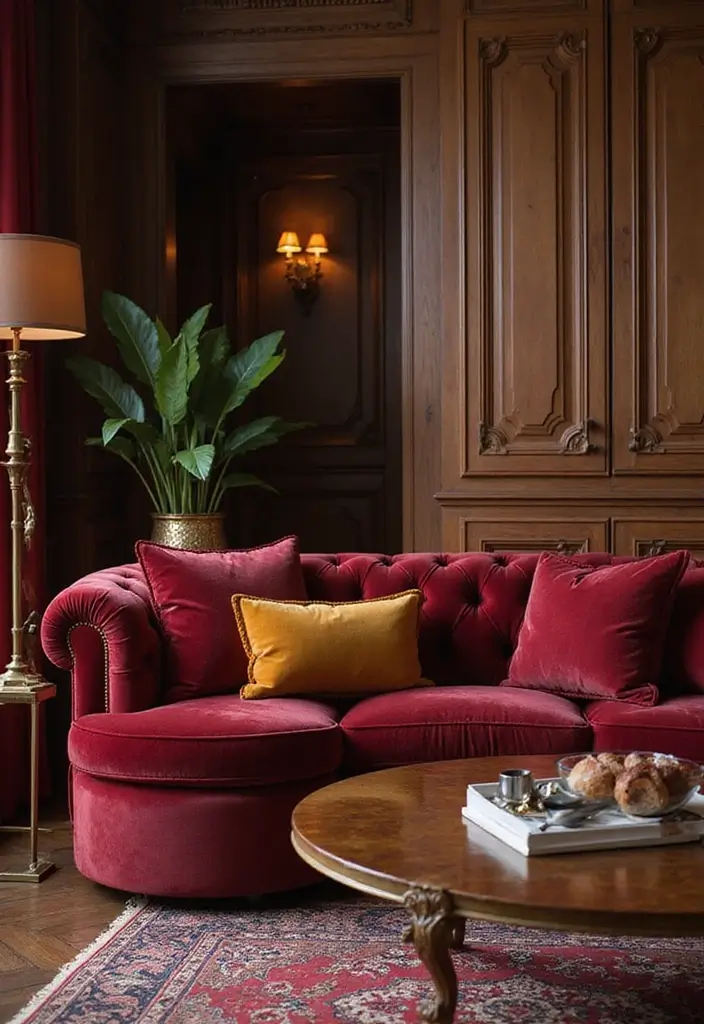 30 Ethnic Home Decor Indian Living Rooms That Tell a Story - 1. Rich Velvet Tones