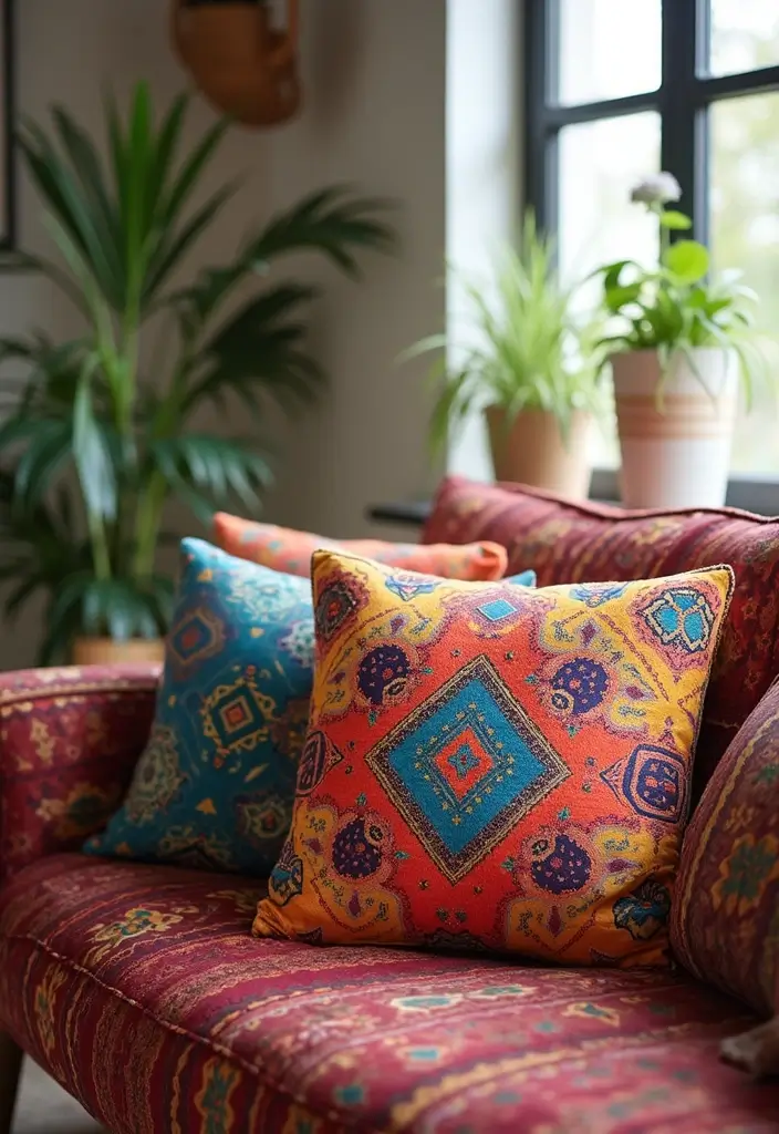 30 Ethnic Home Decor Indian Living Rooms That Tell a Story - 25. Artistic Throw Pillows