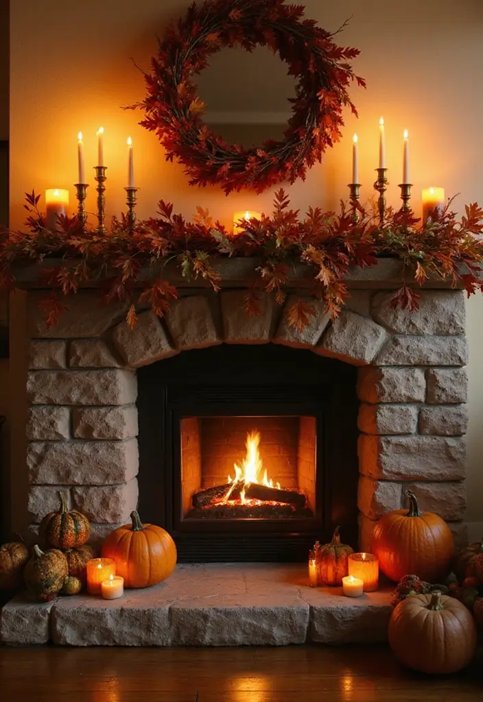 30 Fall Decor Ideas for the Home: DIY Projects Anyone Can Make - 10. Cozy Fireplace Mantel Decor