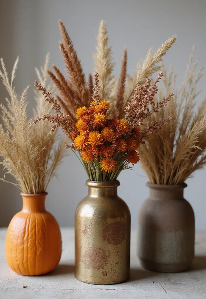 30 Fall Decor Ideas for the Home: DIY Projects Anyone Can Make - 14. Dried Flower Bouquets