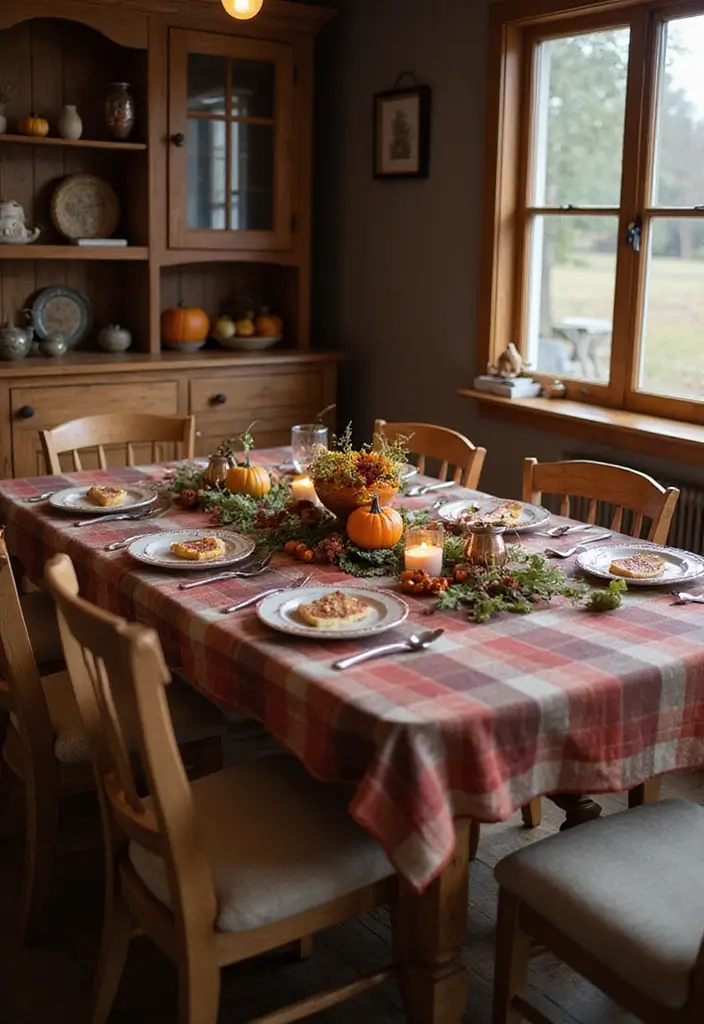 30 Fall Decor Ideas for the Home: DIY Projects Anyone Can Make - 17. Flannel Tablecloths