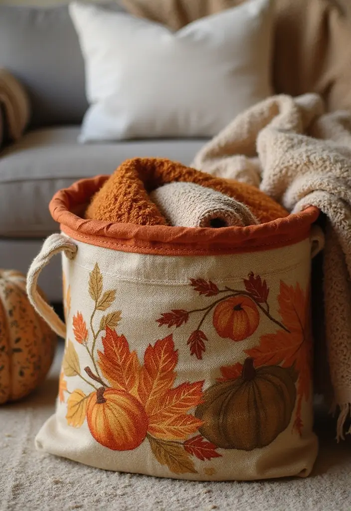 30 Fall Decor Ideas for the Home: DIY Projects Anyone Can Make - 19. DIY Fabric Basket