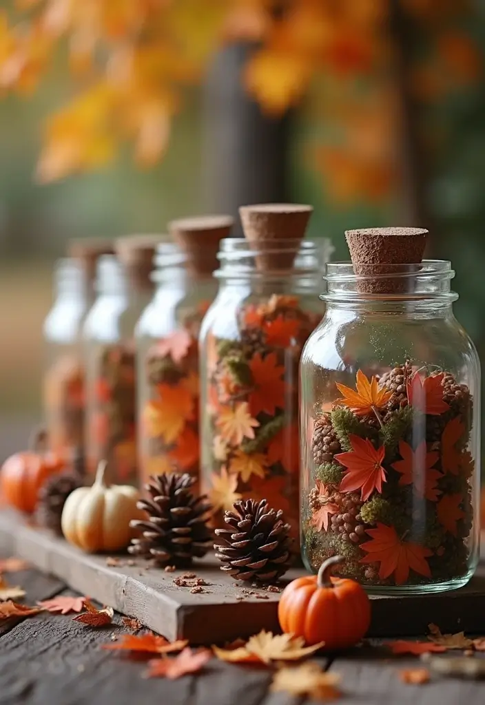 30 Fall Decor Ideas for the Home: DIY Projects Anyone Can Make - 21. Seasonal Glass Jars
