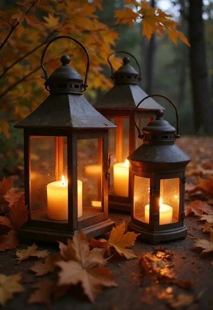 30 Fall Decor Ideas for the Home: DIY Projects Anyone Can Make - 23. Rustic Lanterns