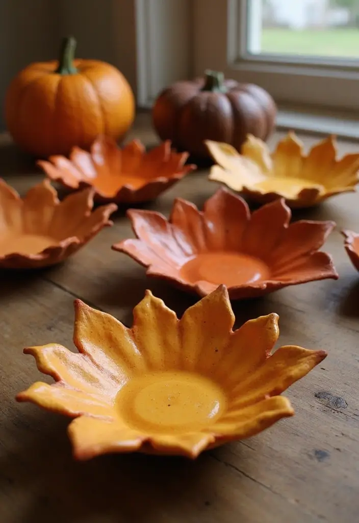 30 Fall Decor Ideas for the Home: DIY Projects Anyone Can Make - 28. Clay Leaf Bowls