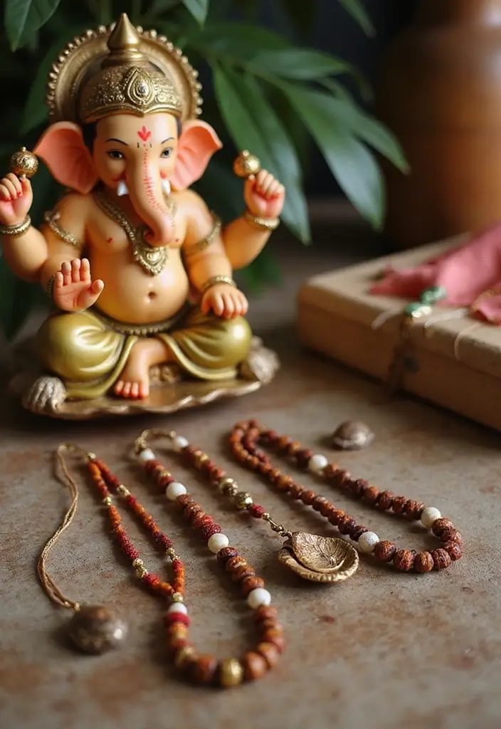 30 Ganesh Decoration Ideas Home Decor DIY for Festive Homes - 11. Handmade Necklace Decor
