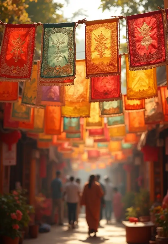 30 Ganesh Decoration Ideas Home Decor DIY for Festive Homes - 16. Upcycled Fabric Banners