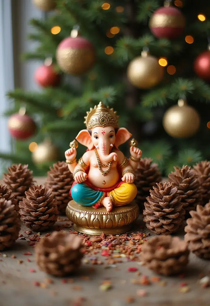30 Ganesh Decoration Ideas Home Decor DIY for Festive Homes - 17. Pinecone Ganesh Crafts