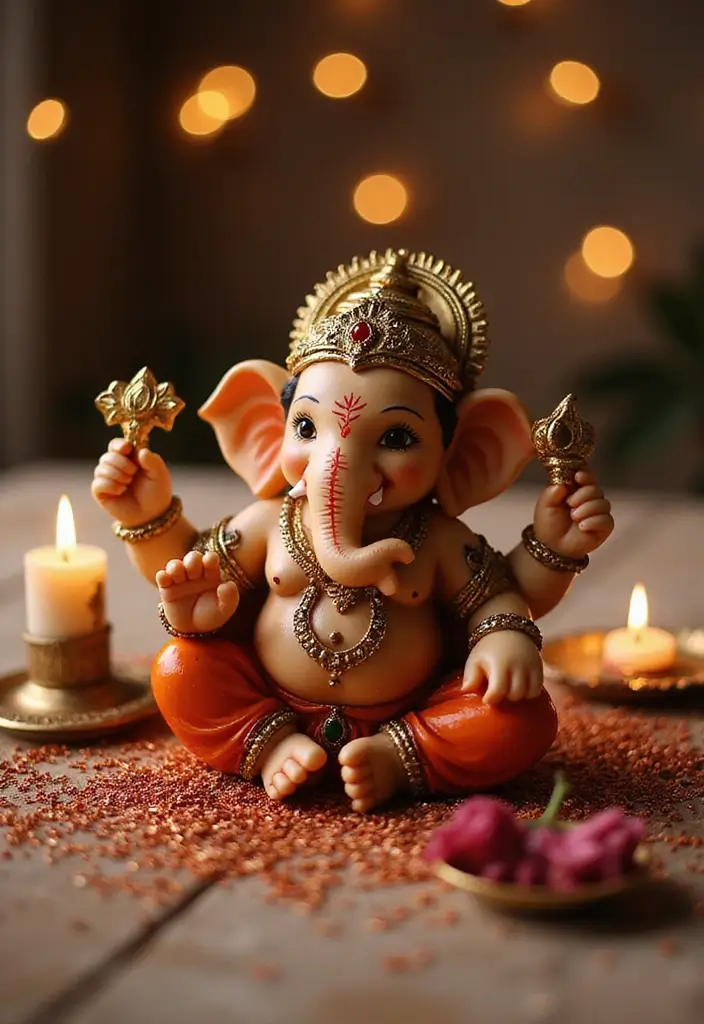 30 Ganesh Decoration Ideas Home Decor DIY for Festive Homes - 25. Eco-Friendly Glitter Ornaments