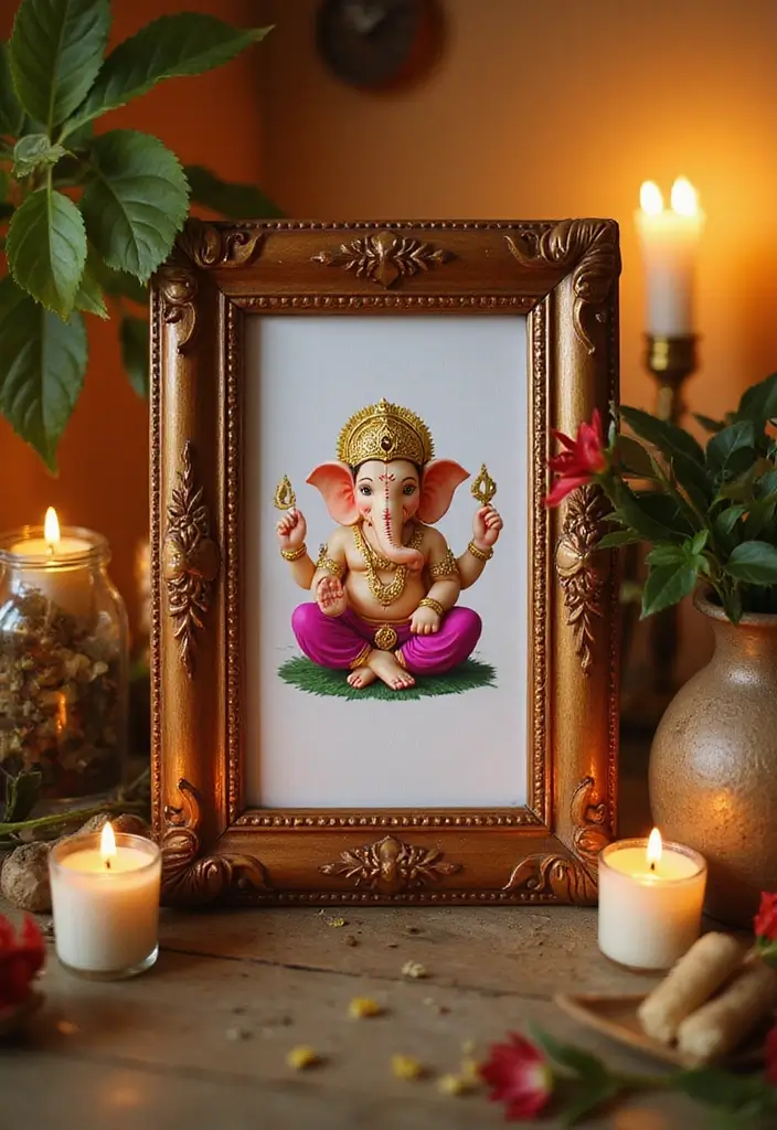 30 Ganesh Decoration Ideas Home Decor DIY for Festive Homes - 27. DIY Ganesh Photo Frame