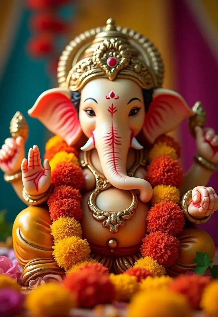 30 Ganesh Decoration Ideas Home Decor DIY for Festive Homes - 3. Natural Flower Garlands