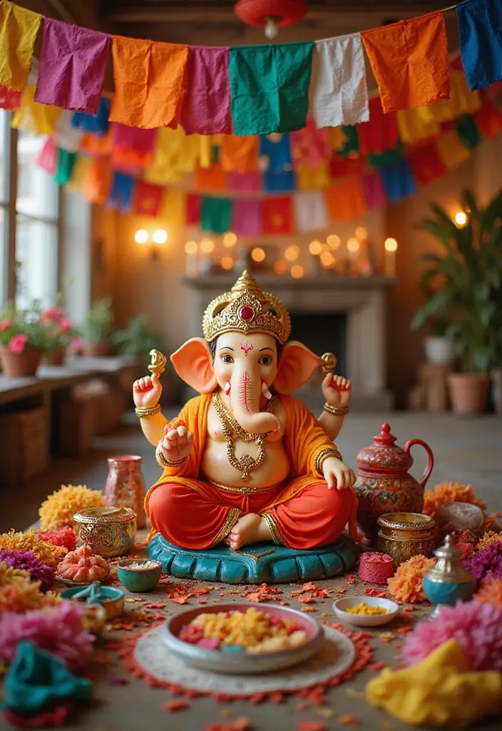 30 Ganesh Decoration Ideas Home Decor DIY for Festive Homes - 30. Reusable Cloth Decorations