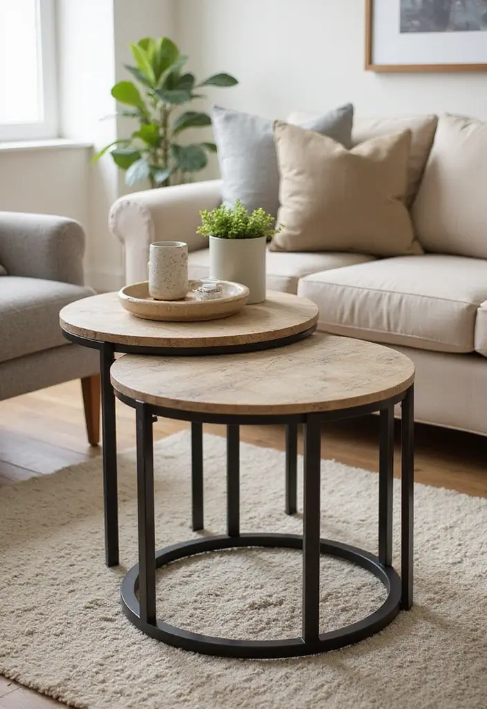 30 Home Decor Ideas Living Room Small Space Tricks That Work - 1. Nesting Tables