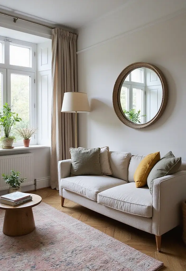 30 Home Decor Ideas Living Room Small Space Tricks That Work - 11. Use Mirrors Wisely