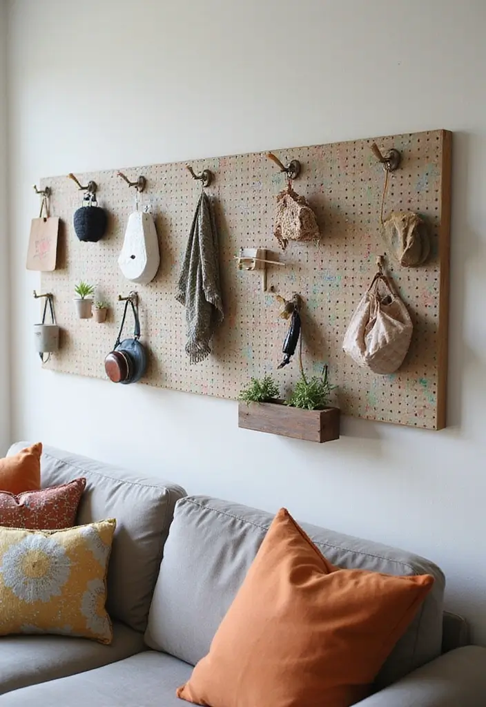 30 Home Decor Ideas Living Room Small Space Tricks That Work - 18. Use Hooks and Pegboards