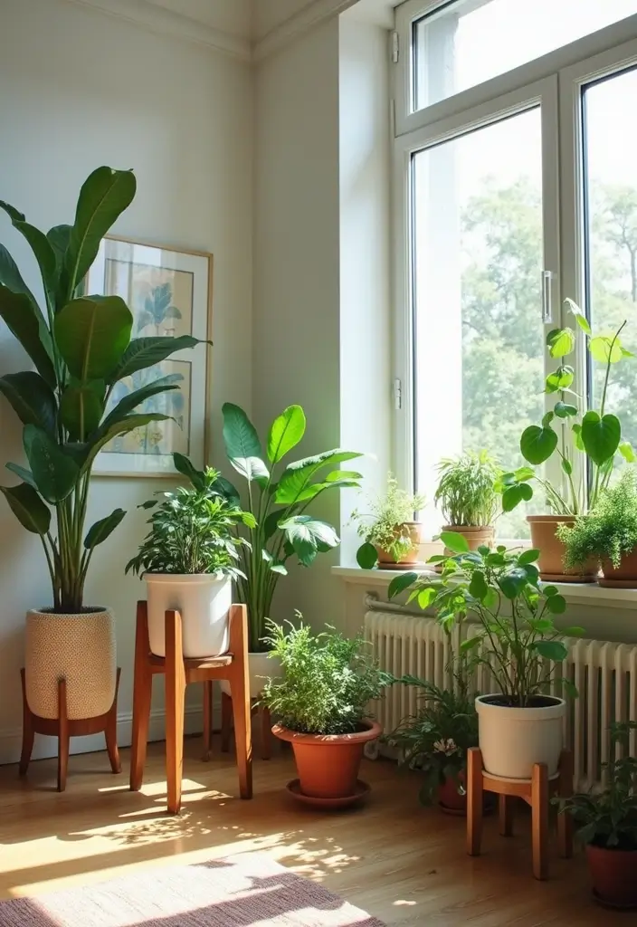 30 Home Decor Ideas Living Room Small Space Tricks That Work - 26. Plant Stands