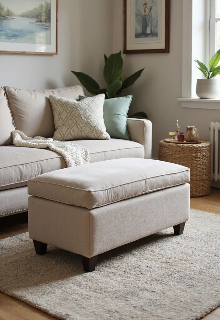 30 Home Decor Ideas Living Room Small Space Tricks That Work - 4. Ottomans with Storage