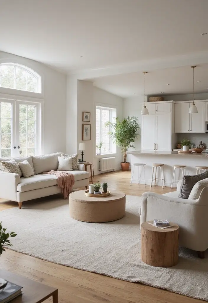 30 Home Decor Ideas Living Room and Kitchen That Blend Beautifully - 15. Neutral Color Palettes